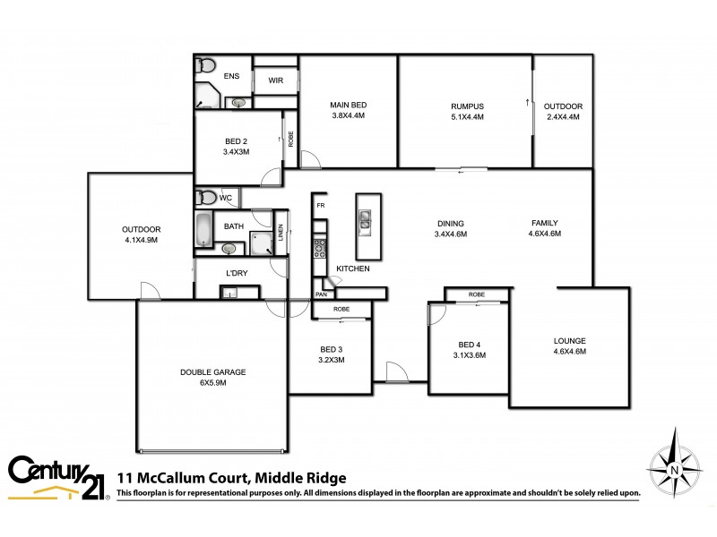 11 McCallum Court, Middle Ridge QLD 4350 Floorplan