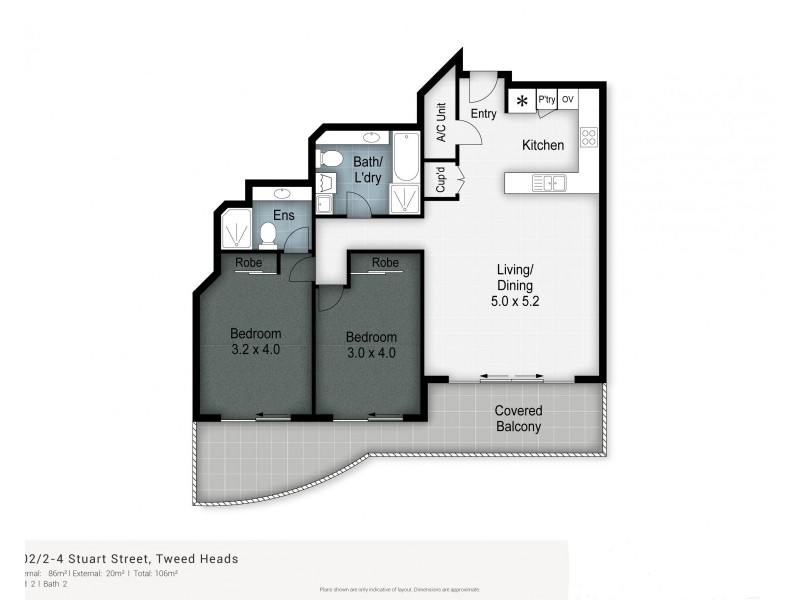 802/2 Stuart Street, Tweed Heads NSW 2485 Floorplan