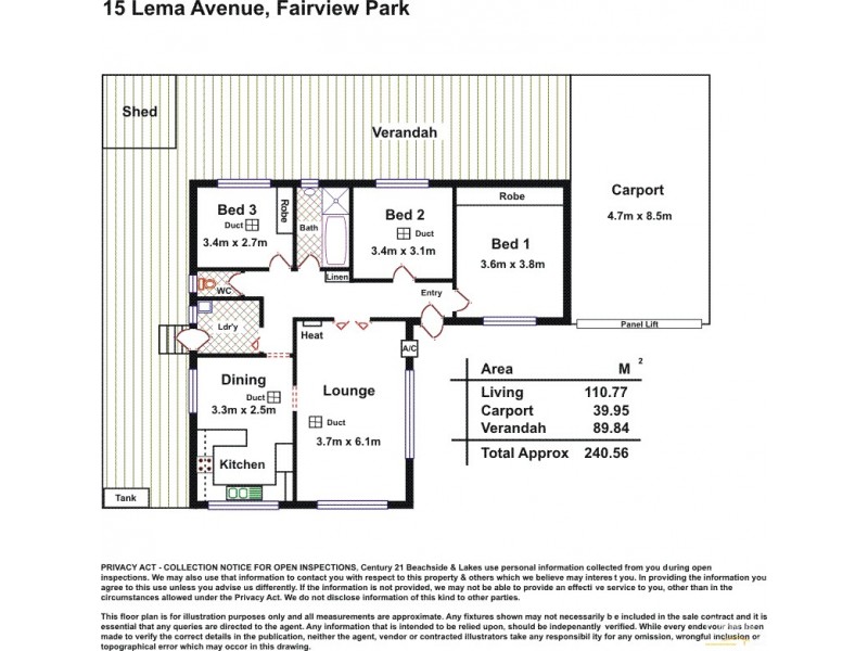 15 Lema Avenue, Fairview Park SA 5126 Floorplan