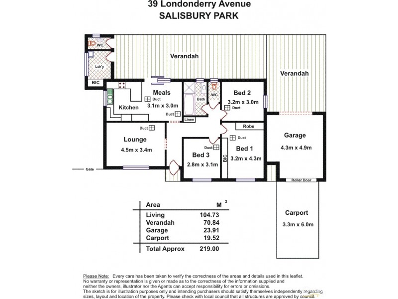 39 Londonderry Avenue, Salisbury Downs SA 5108 Floorplan