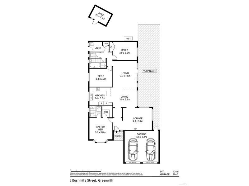 1 Bushmills Street, Greenwith SA 5125 Floorplan