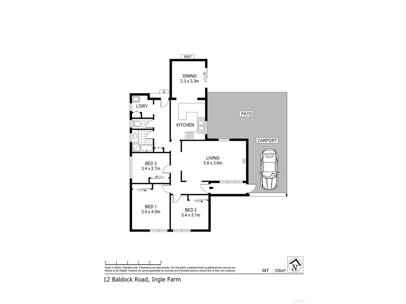 12 Baldock Road, Ingle Farm SA 5098 Floorplan