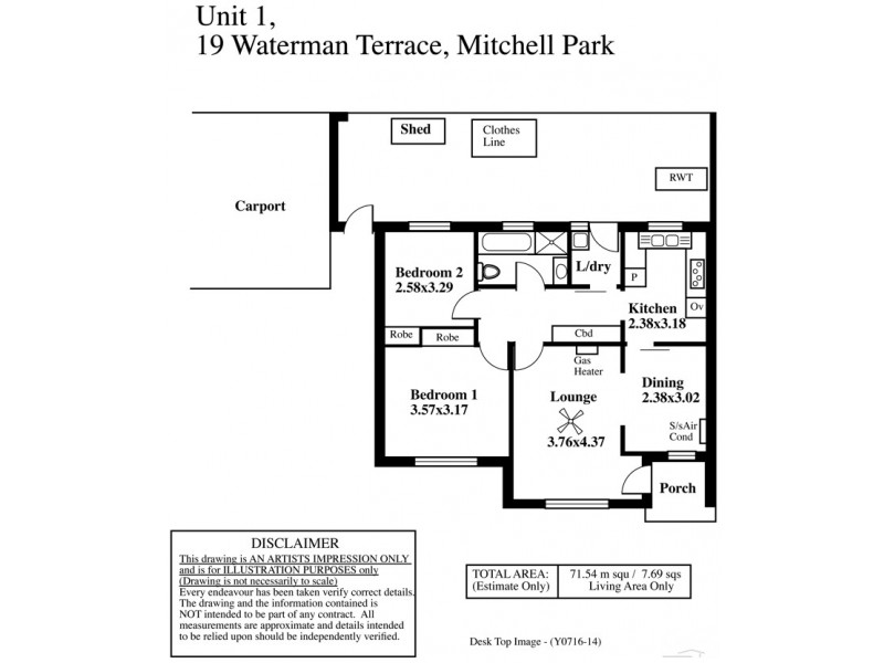 1/19 Waterman Terrace, Mitchell Park SA 5043 Floorplan