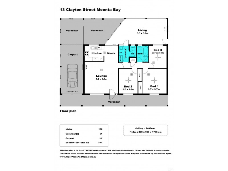 13 Clayton Street, Moonta Bay SA 5558 Floorplan
