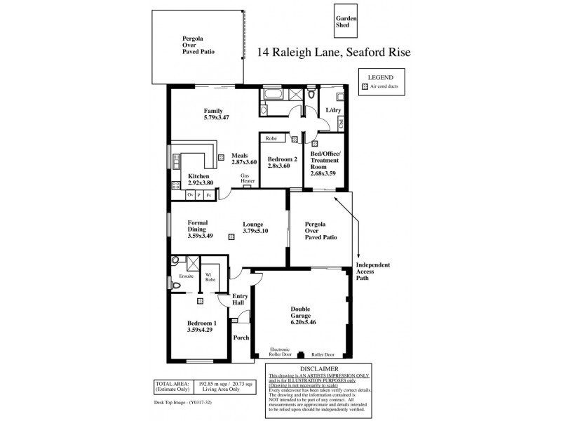 14 Raleigh Lane, Seaford Rise SA 5169 Floorplan