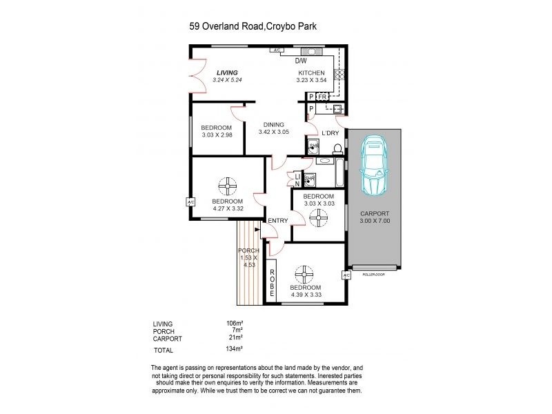 59 Overland Road, Croydon Park SA 5008 Floorplan