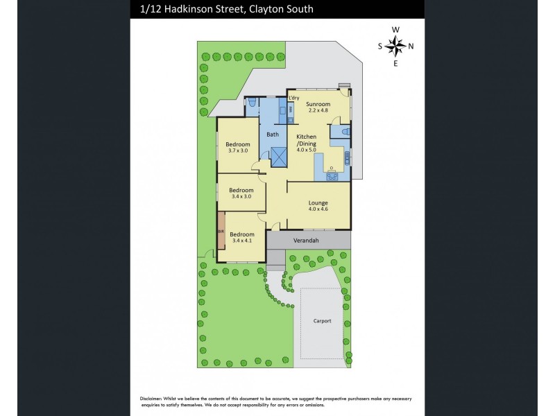 1/12 Hadkinson Street, Clayton VIC 3168 Floorplan