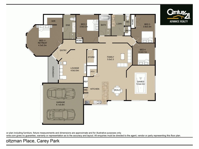 3 Holtzman Place, Bunbury WA 6230 Floorplan