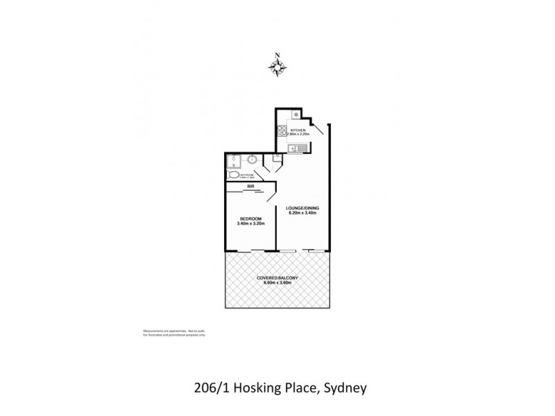 206/1 Hosking Pl, Sydney NSW 2000 Floorplan