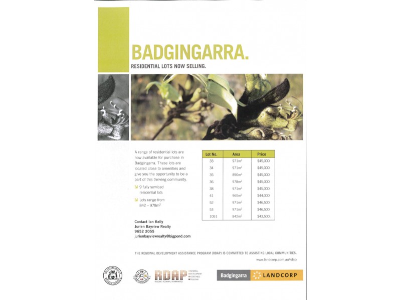 LOT 41 DODD STREET, Badgingarra WA 6521