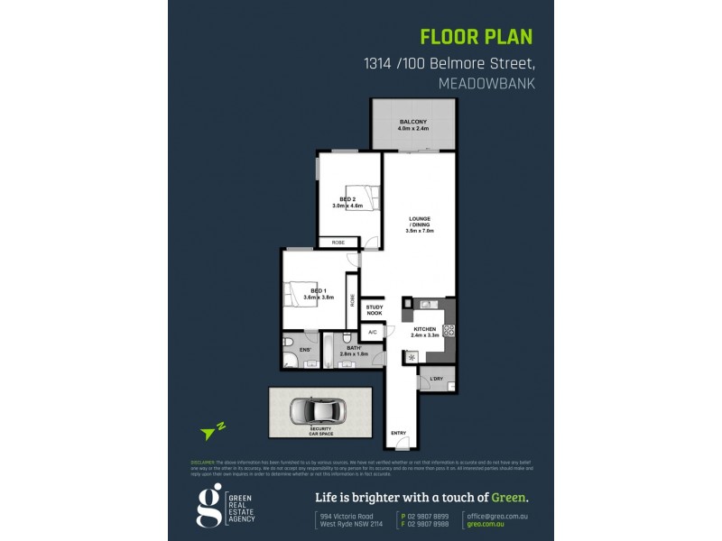 1314/100 Belmore Street, Ryde NSW 2112 Floorplan