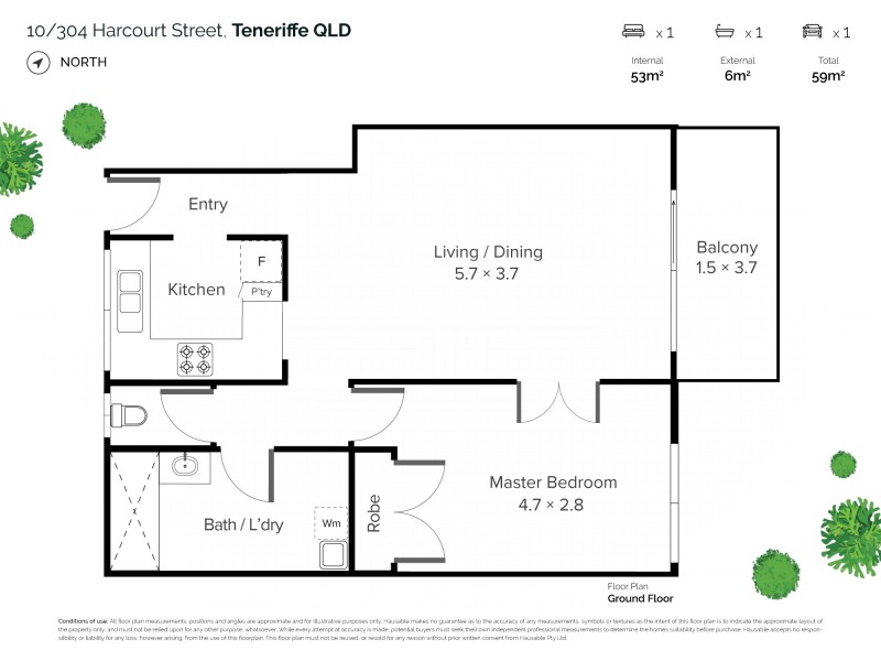10/304 Harcourt Street, Teneriffe QLD 4005 Floorplan