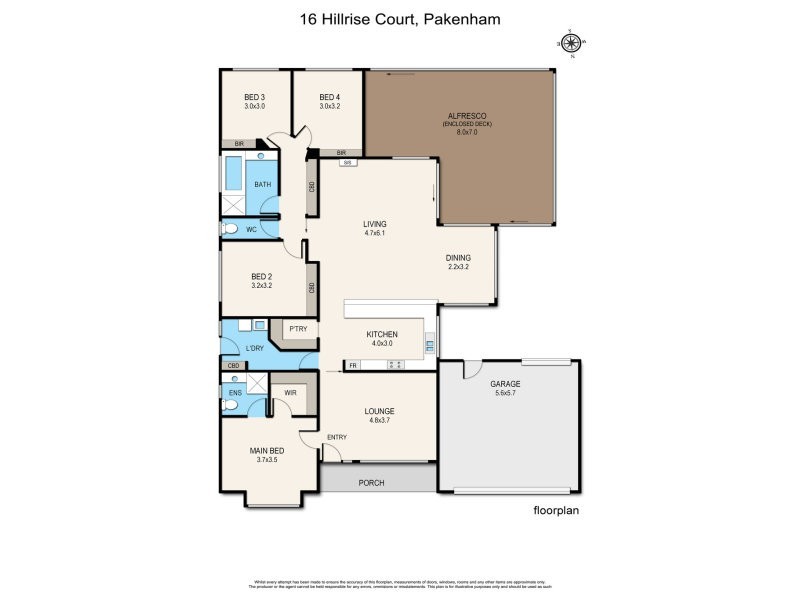 16 Hillrise Court, Pakenham VIC 3810 Floorplan