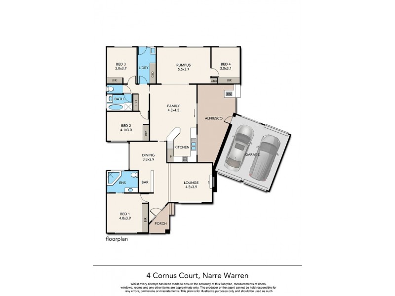4 Cornus Court, Narre Warren VIC 3805 Floorplan