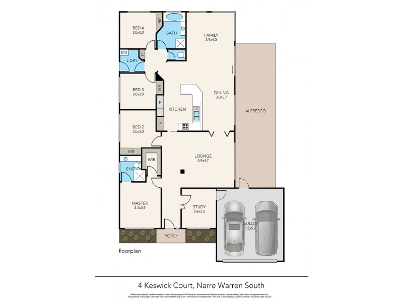 4 Keswick Court, Narre Warren South VIC 3805 Floorplan