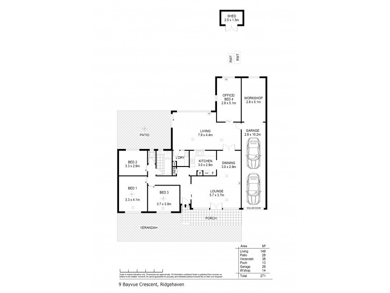 9 Bayvue Crescent, Ridgehaven SA 5097 Floorplan