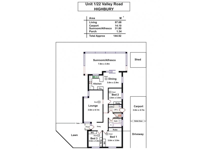 Unit 1, 22 Valley Road, Highbury SA 5089 Floorplan