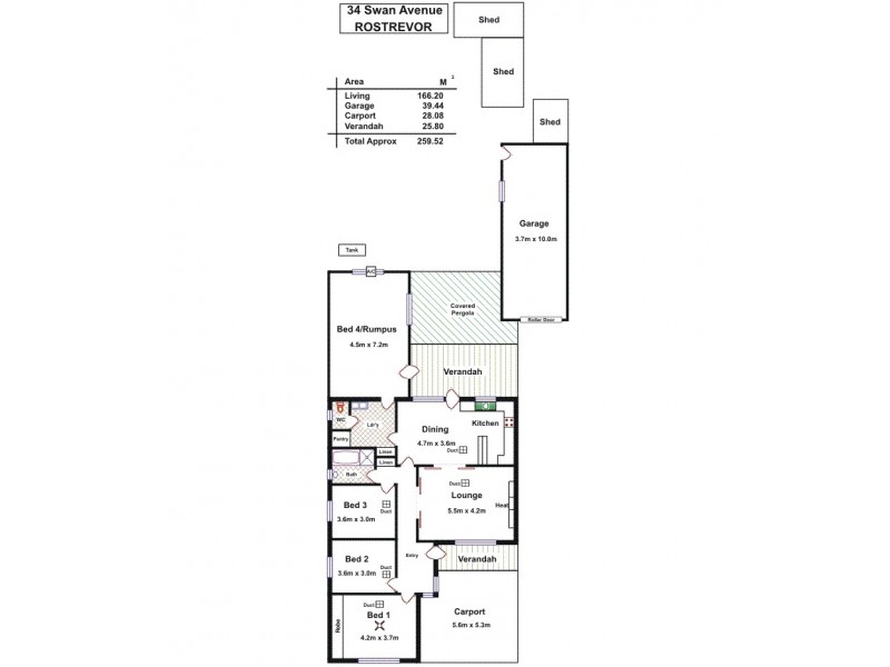 34 Swan Avenue, Rostrevor SA 5073 Floorplan