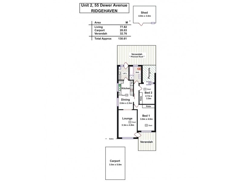 Unit 2, 55 Dewer Avenue, Ridgehaven SA 5097 Floorplan