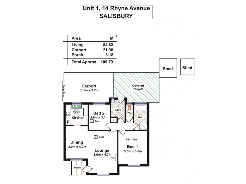 Unit 1, 14 Rhyne Avenue, Salisbury SA 5108 Floorplan