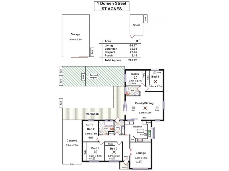 1 Doreen Street, St Agnes SA 5097 Floorplan