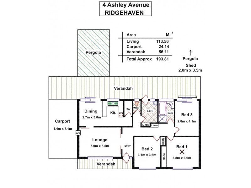 4 Ashley Avenue, Ridgehaven SA 5097 Floorplan