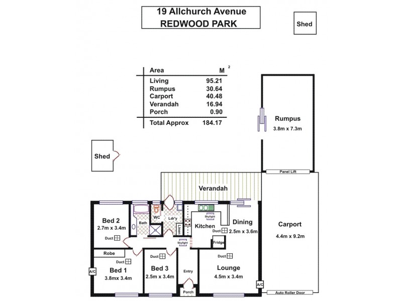 19 Allchurch Avenue, Redwood Park SA 5097 Floorplan