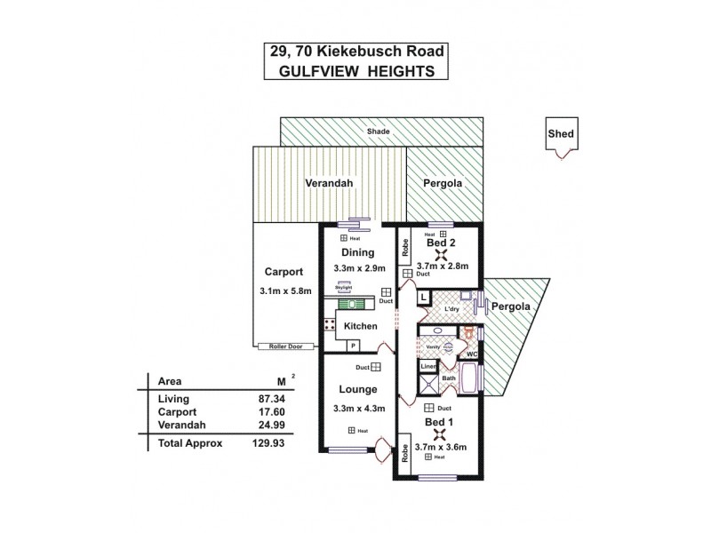 Unit 29/70 Kiekebusch Road, Gulfview Heights SA 5096 Floorplan