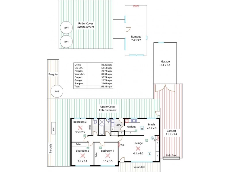 13 Kerrison Avenue, Ridgehaven SA 5097 Floorplan