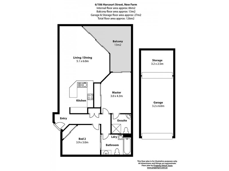 6/186 Harcourt Street, New Farm QLD 4005 Floorplan