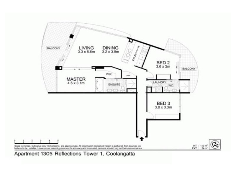 1305 / 120 Marine Parade, Coolangatta QLD 4225 Floorplan