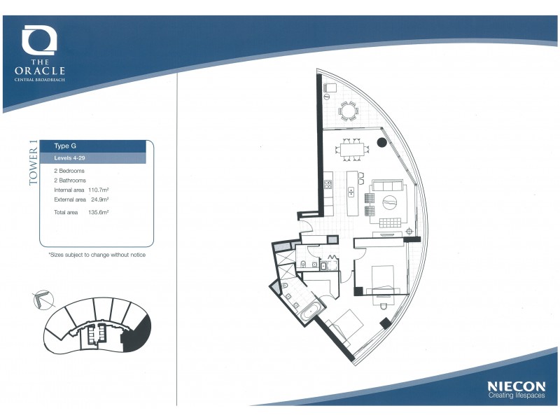 607 ‘The Oracle’ 1 Oracle Boulevard, Broadbeach QLD 4218 Floorplan