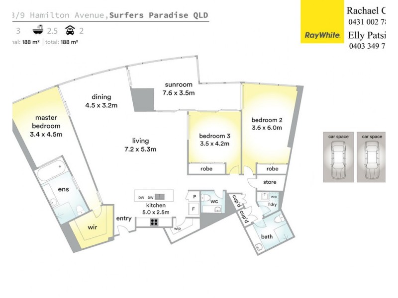 3103/9 Hamilton Avenue, Surfers Paradise QLD 4217 Floorplan