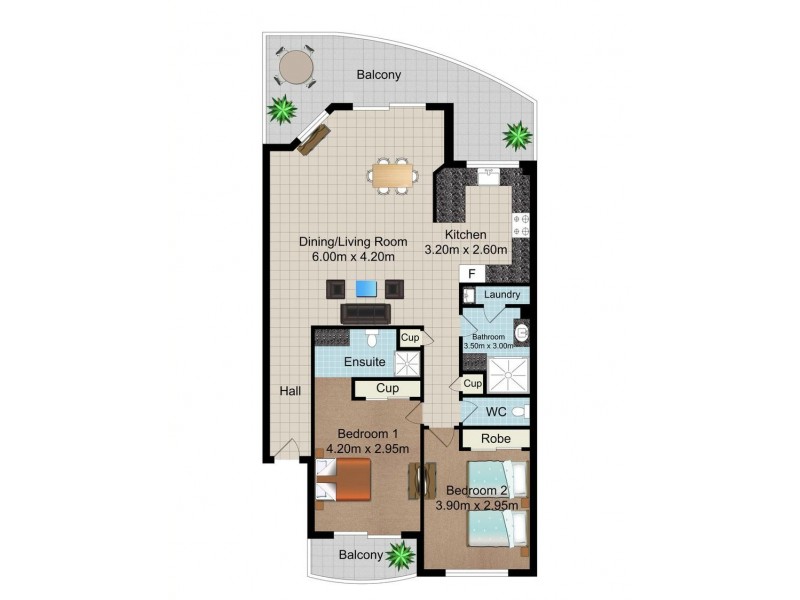 Unit @ 2342-2360 ‘Turtle Beach’ Gold Coast Highway, Mermaid Beach QLD 4218 Floorplan