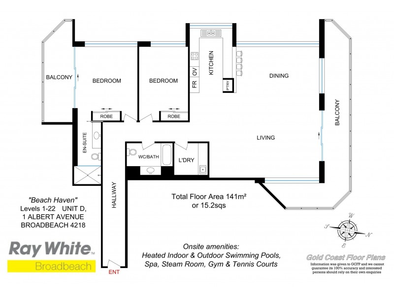 16D ‘Beach Haven’ 1 Albert Avenue, Broadbeach QLD 4218 Floorplan