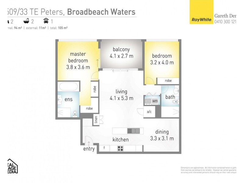 2509/33 T E Peters Drive ‘Freshwater Point’, Broadbeach Waters QLD 4218 Floorplan