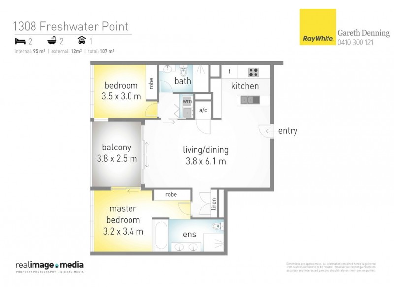 1308/33 T E Peters Drive ‘Freshwater Point’, Broadbeach Waters QLD 4218 Floorplan