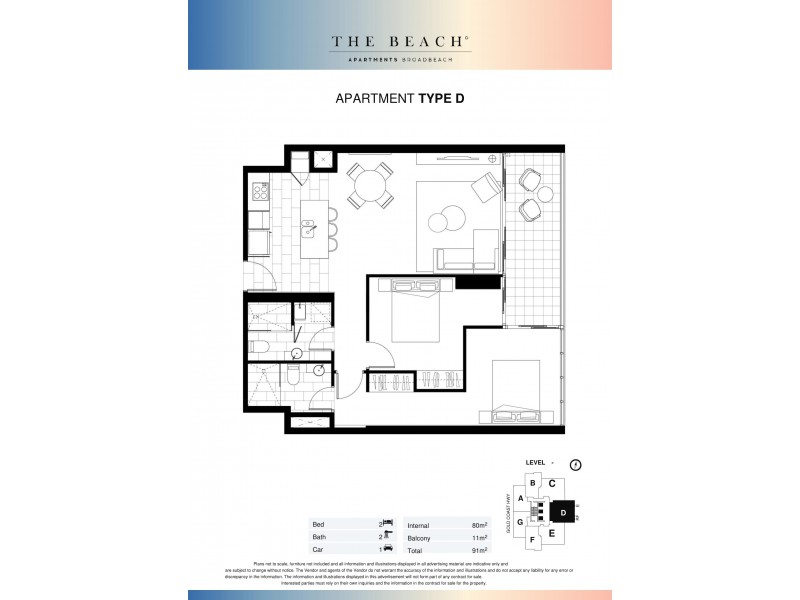 1304 Avani 2663 Gold Coast Highway, Broadbeach QLD 4218 Floorplan