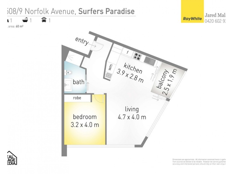1508/9 Norfolk Avenue, Surfers Paradise QLD 4217 Floorplan