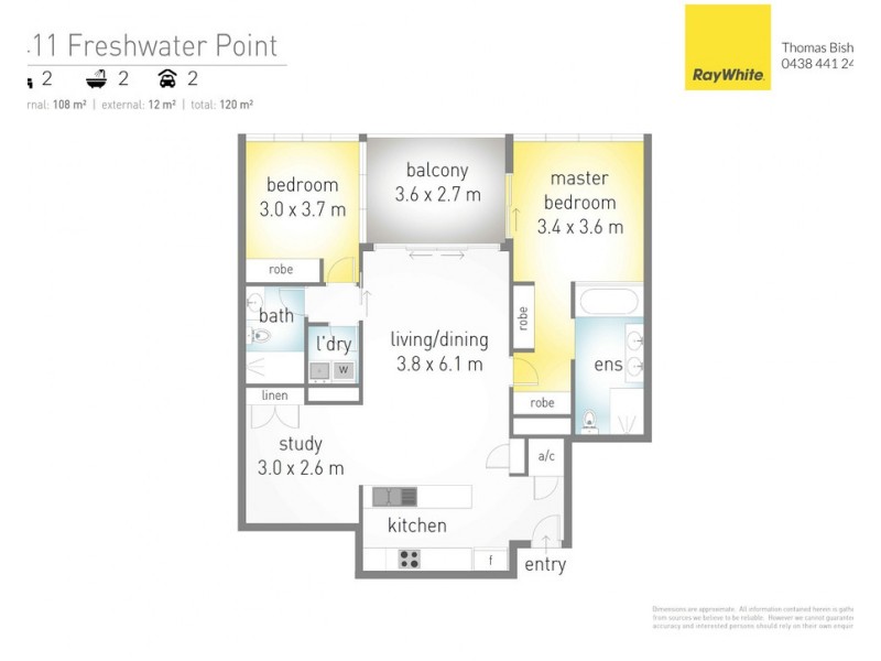 1411/33 T E Peters Drive ‘Freshwater Point’, Broadbeach Waters QLD 4218 Floorplan