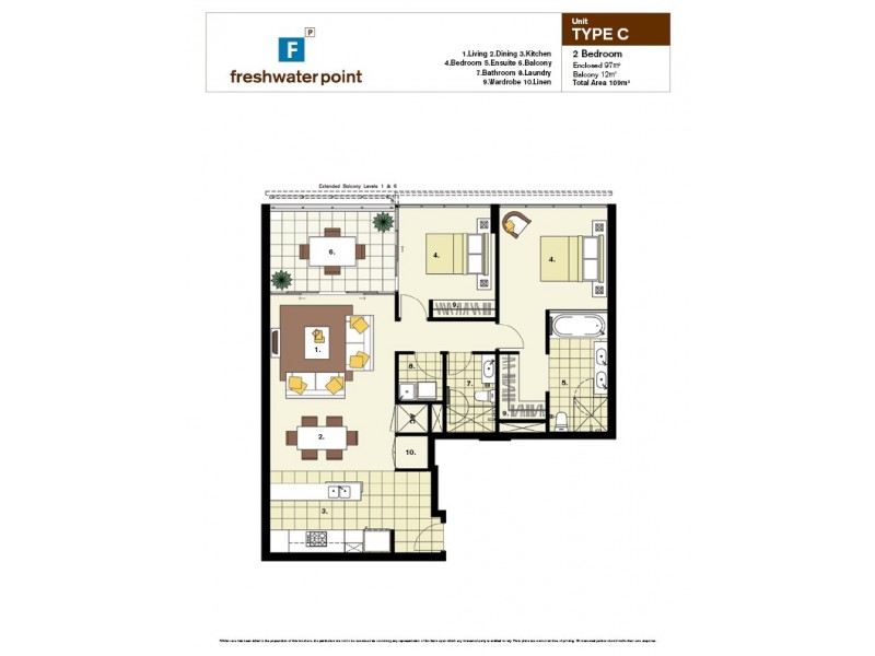 1407 ‘Freshwater Point’ 33 TE Peters Drive, Broadbeach Waters QLD 4218 Floorplan