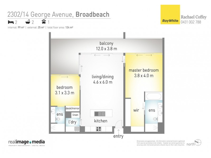 2302 ‘Ultra’ 14 George Avenue, Broadbeach QLD 4218 Floorplan
