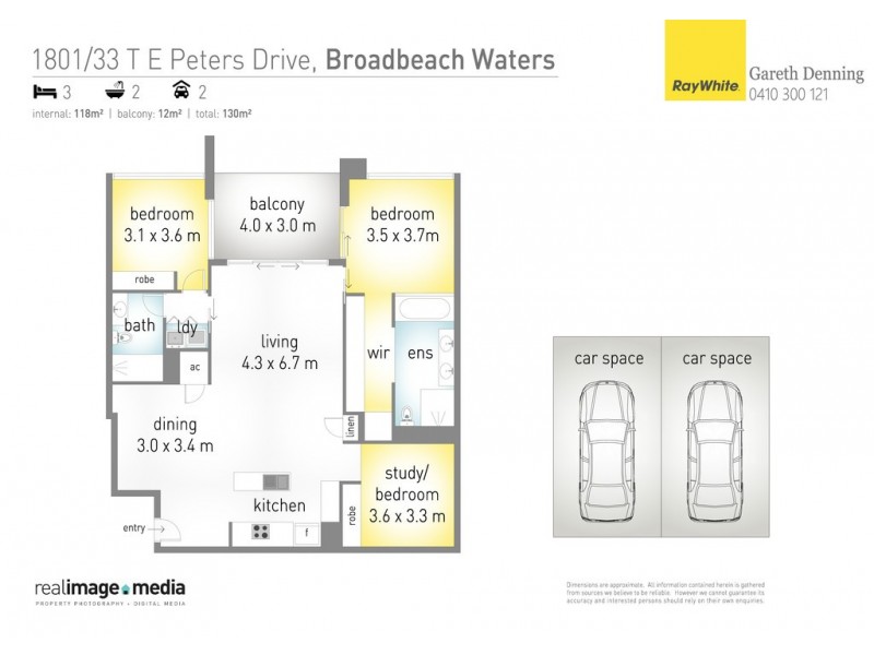 1801 ‘Freshwater Point’ 33 T.E.Peters Drive, Broadbeach Waters QLD 4218 Floorplan