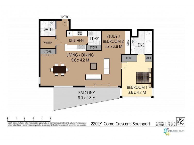 2202 ‘Brighton on Broadwater’ 1 Como Crescent, Southport QLD 4215 Floorplan