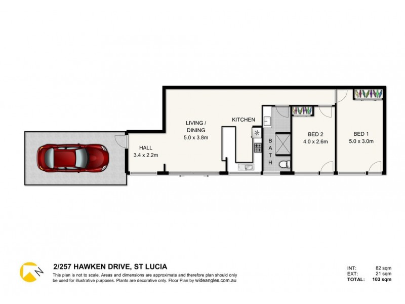2/257 Hawken Drive, St Lucia QLD 4067 Floorplan