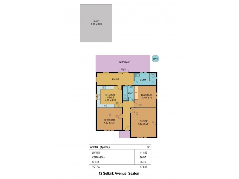 12 Selkirk Avenue, Seaton SA 5023 Floorplan
