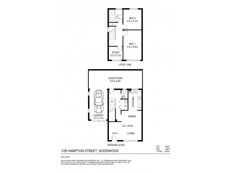 1/28 Hampton Street North, Goodwood SA 5034 Floorplan