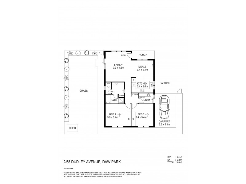 2/68 Dudley Avenue, Daw Park SA 5041 Floorplan