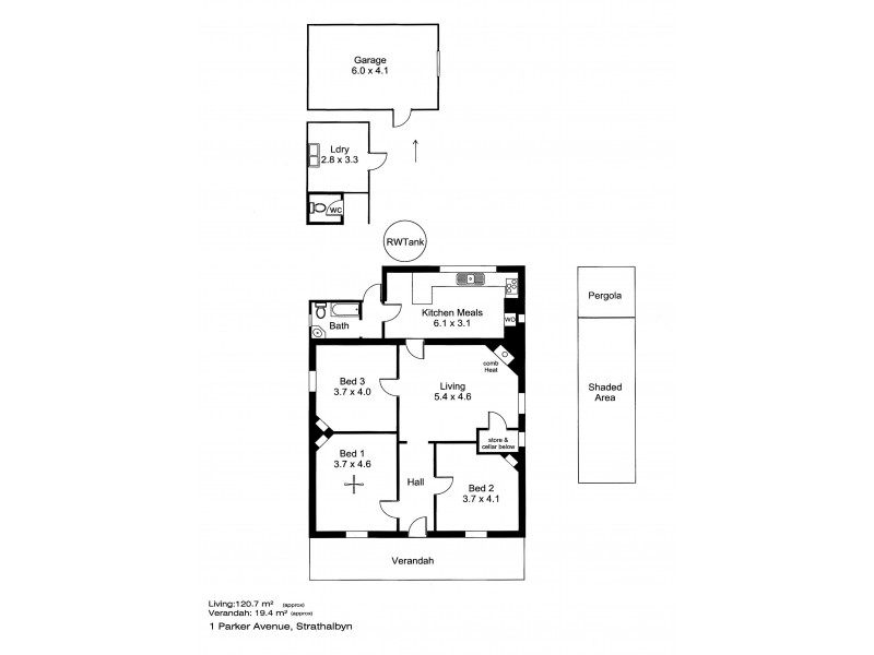 1 Parker Avenue, Strathalbyn SA 5255 Floorplan