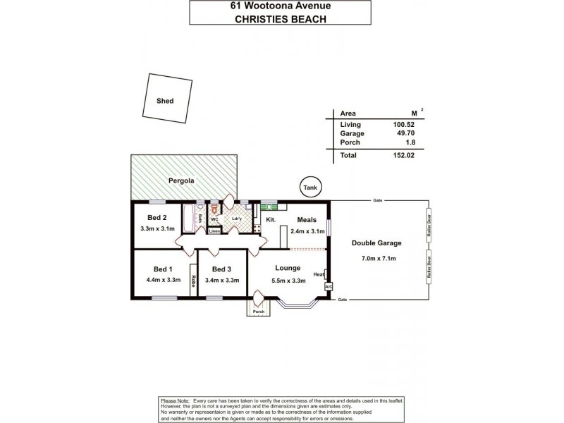 61 Wootoona Avenue, Christies Beach SA 5165 Floorplan
